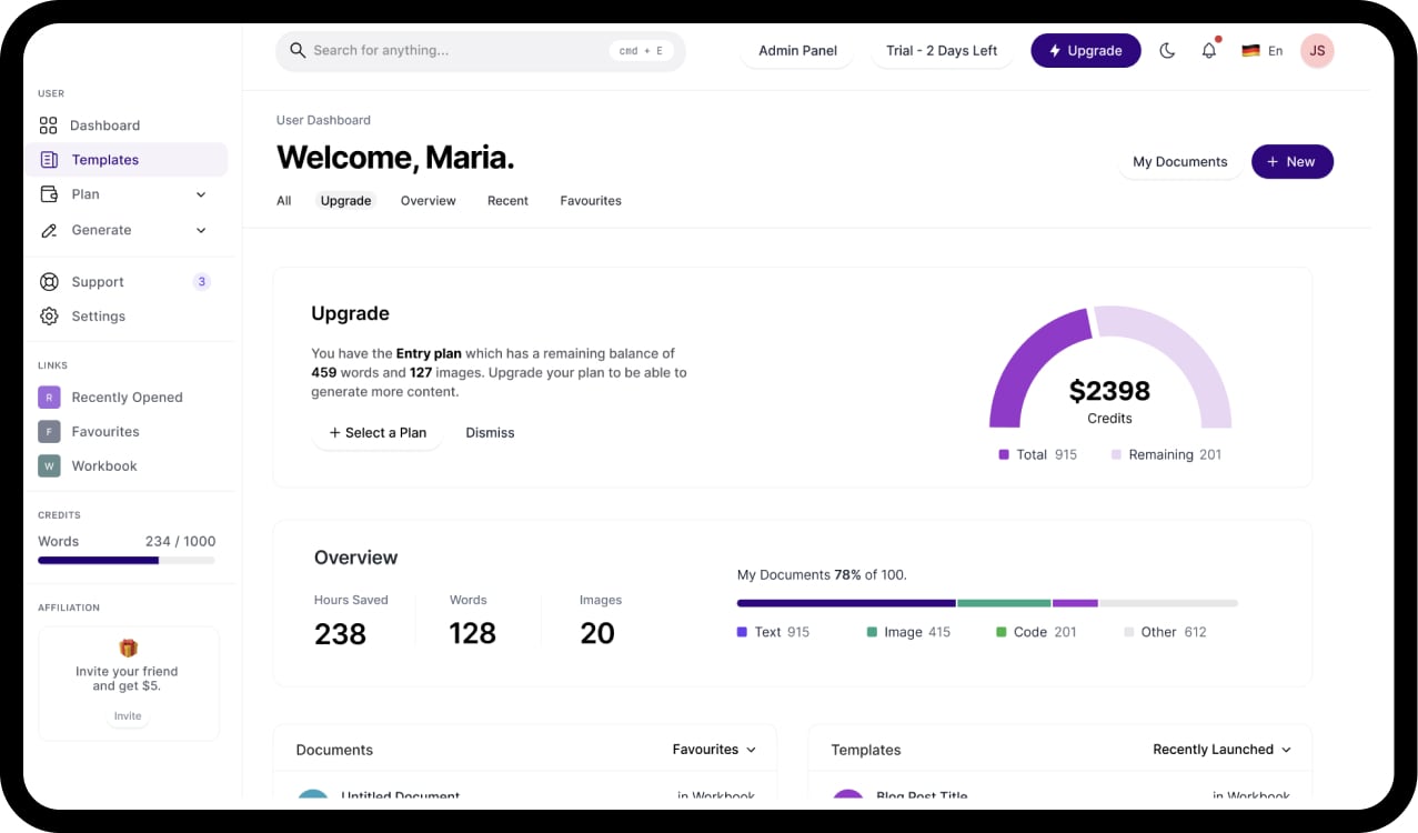 AIBuddy Dashboard Mockup